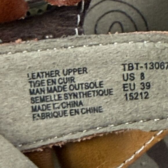 Taos Tribute Leather Slide Sandals Women 8 Brown Gladiator Strappy Comfort - Picture 9 of 11